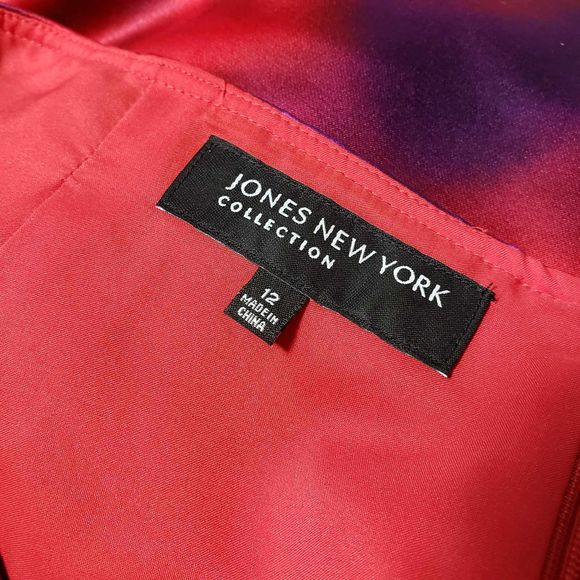 Jones New York Collection size 12 Red & Purple Cotton Silk Blend Skirt - Picture 5 of 7